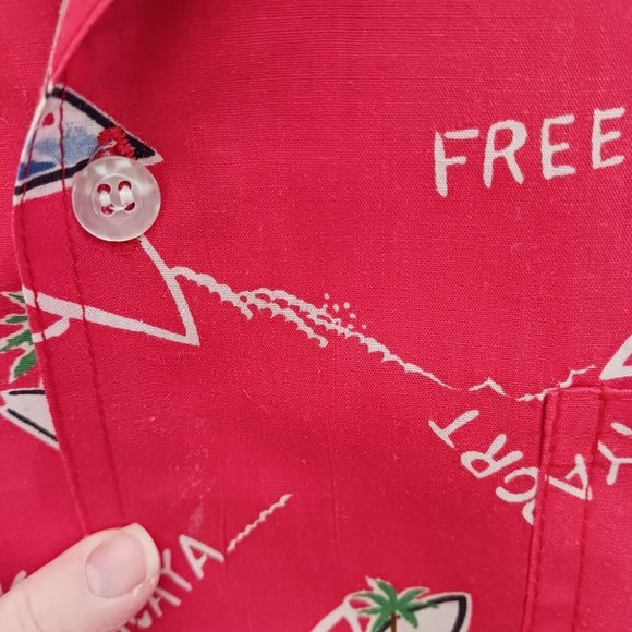 Vintage The Islander Bahamas Red Front Down Short Sleeve Shirt M - Picture 4 of 6